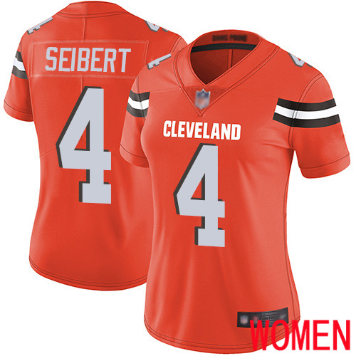 Cleveland Browns Austin Seibert Women Orange Limited Jersey #4 NFL Football Alternate Vapor Untouchable